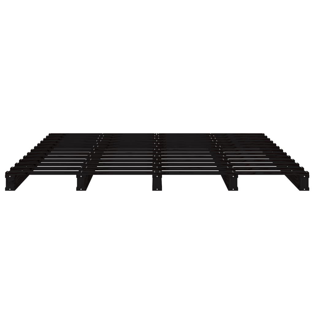 Palettenbett Schwarz 135x190 cm Massivholz Kiefer