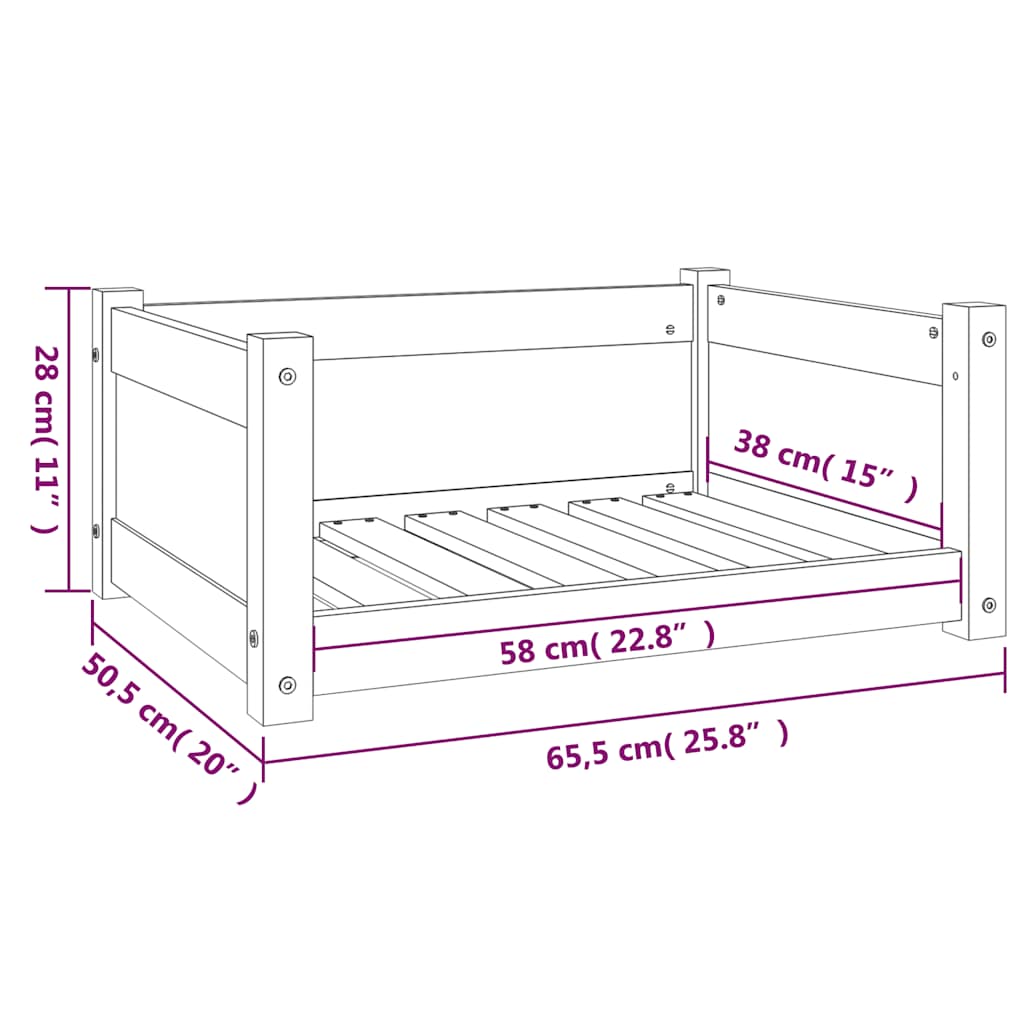 Hundebett 65,5 x 50,5 x 28 cm Massivholz Kiefer