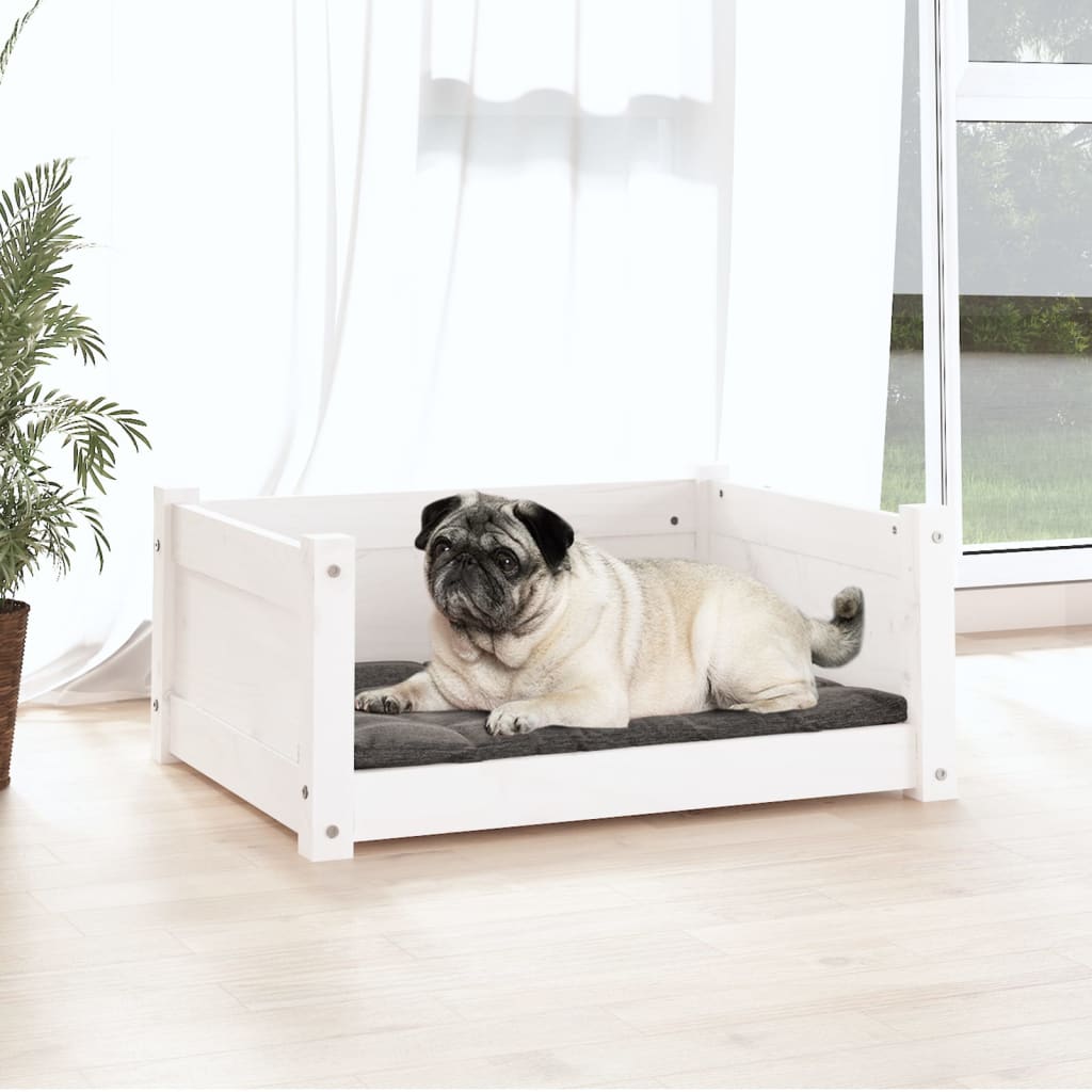Hundebett Weiß 65,5 x 50,5 x 28 cm Massivholz Kiefer