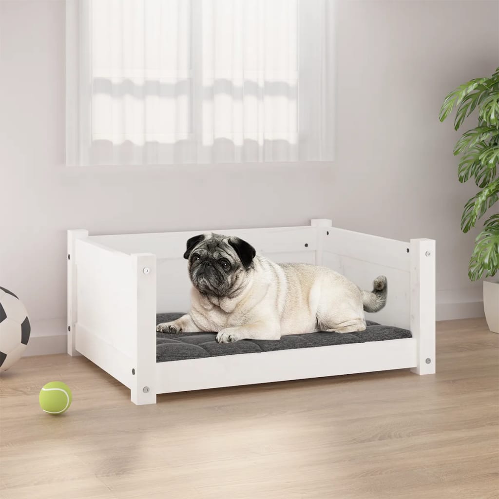 Hundebett Weiß 65,5 x 50,5 x 28 cm Massivholz Kiefer