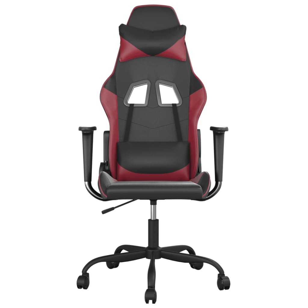 Gaming-Stuhl mit Massagefunktion Schwarz und Weinrot Kunstleder