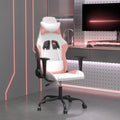 Gaming-Stuhl mit Massagefunktion Weiß und Rosa Kunstleder