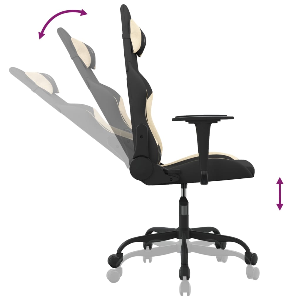 Gaming-Stuhl mit Massagefunktion Schwarz und Creme Stoff