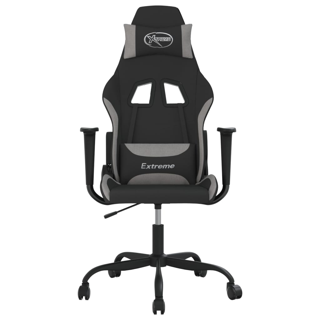 Gaming-Stuhl mit Massagefunktion Schwarz und Hellgrau Stoff