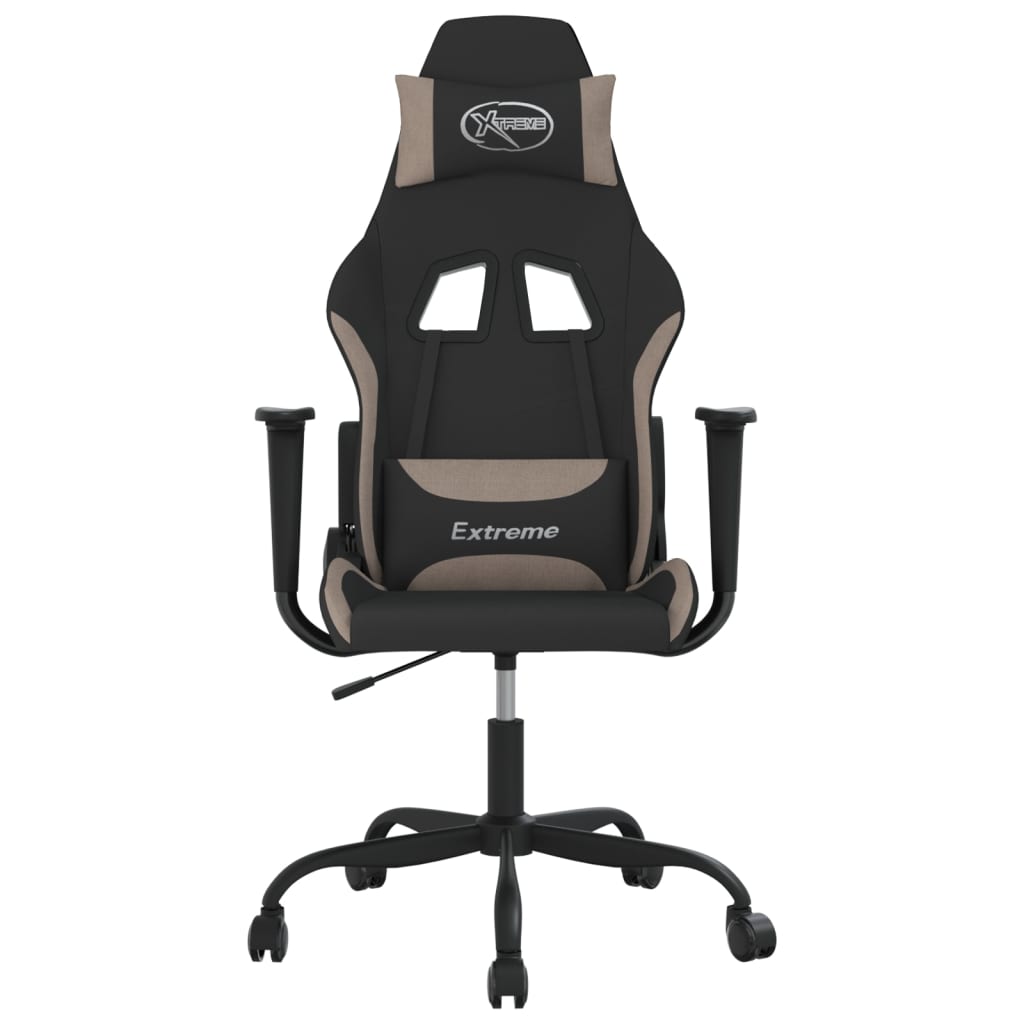 Gaming-Stuhl mit Massagefunktion Schwarz und Taupe Stoff