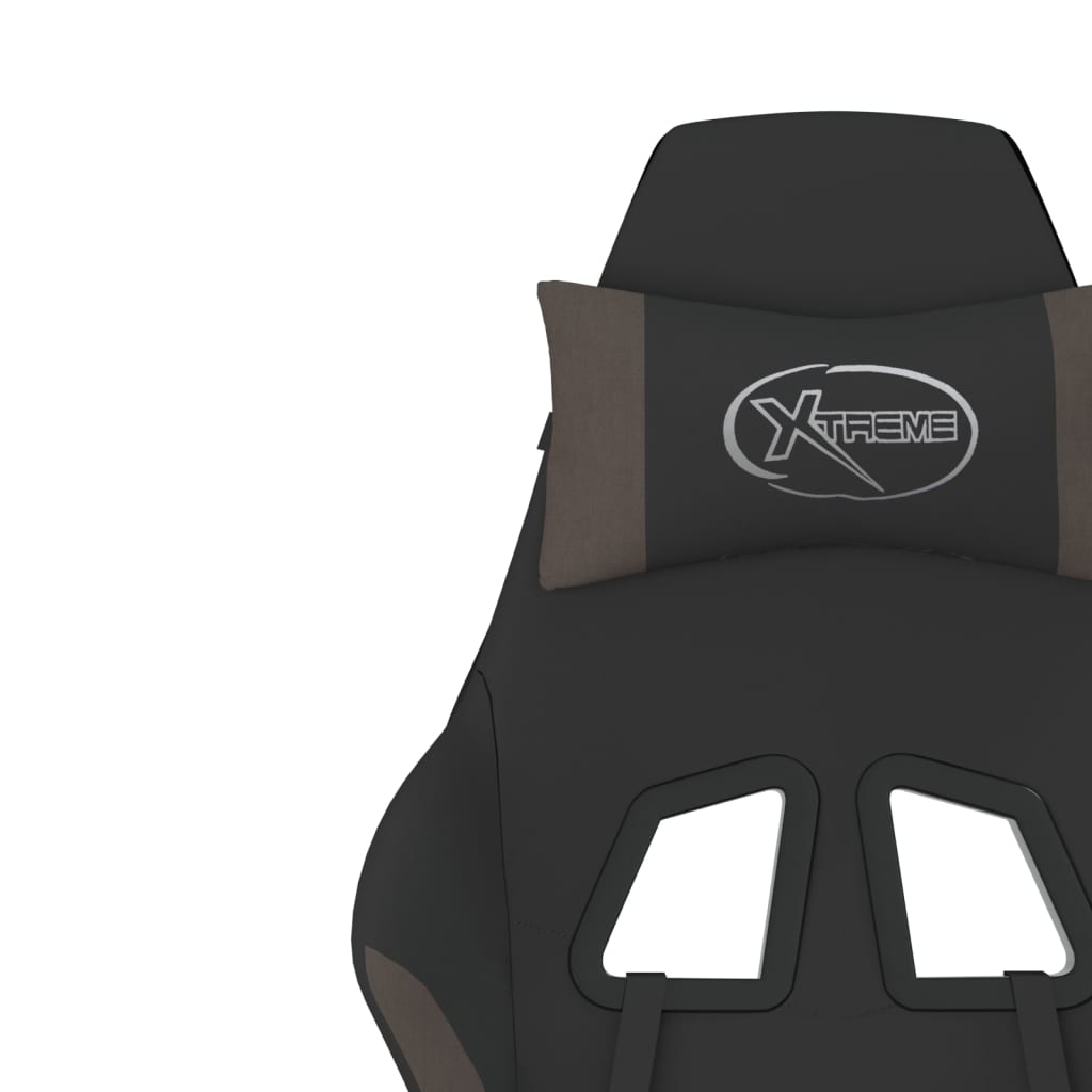 Gaming-Stuhl mit Massagefunktion Schwarz und Taupe Stoff