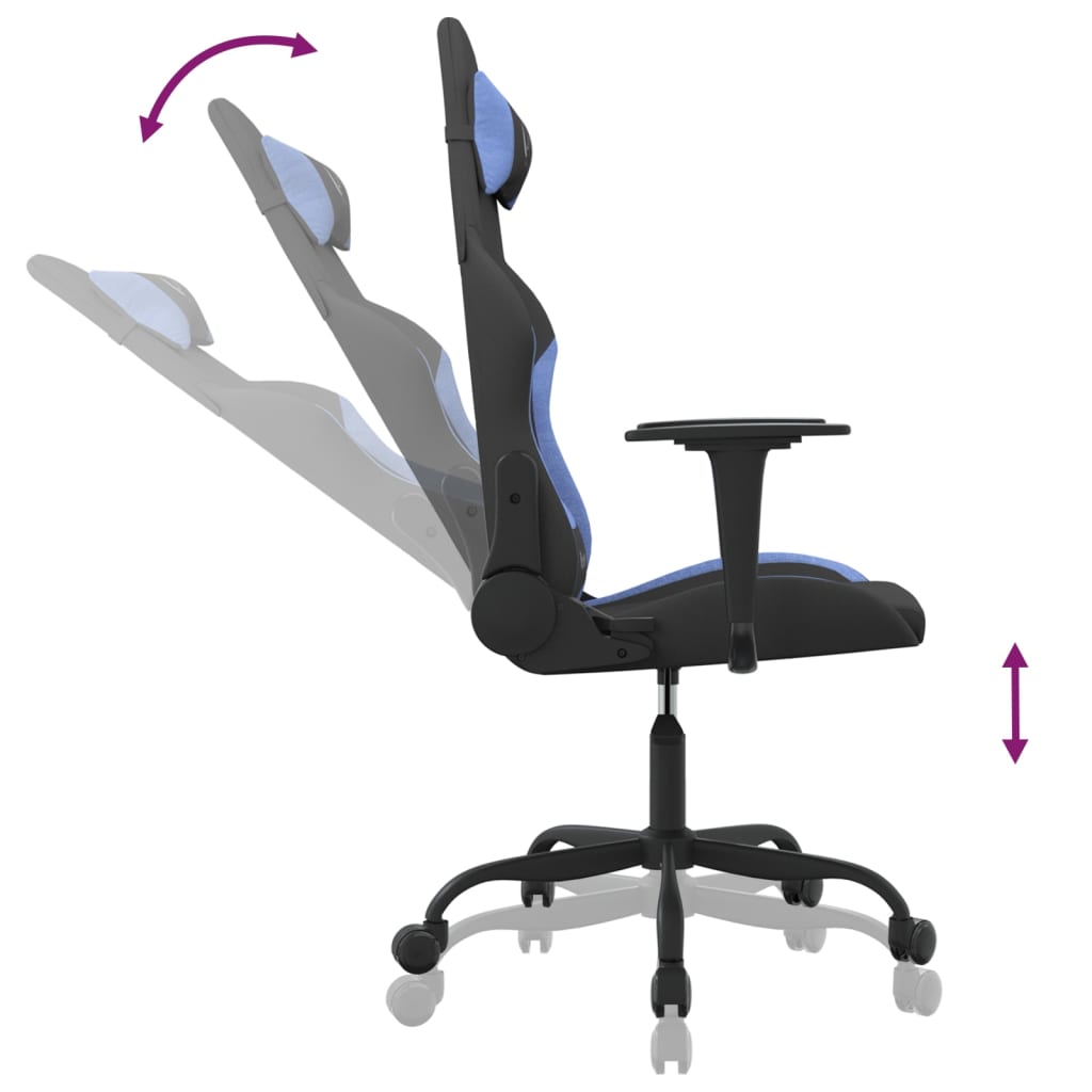 Gaming-Stuhl mit Massagefunktion Schwarz und Blau Stoff