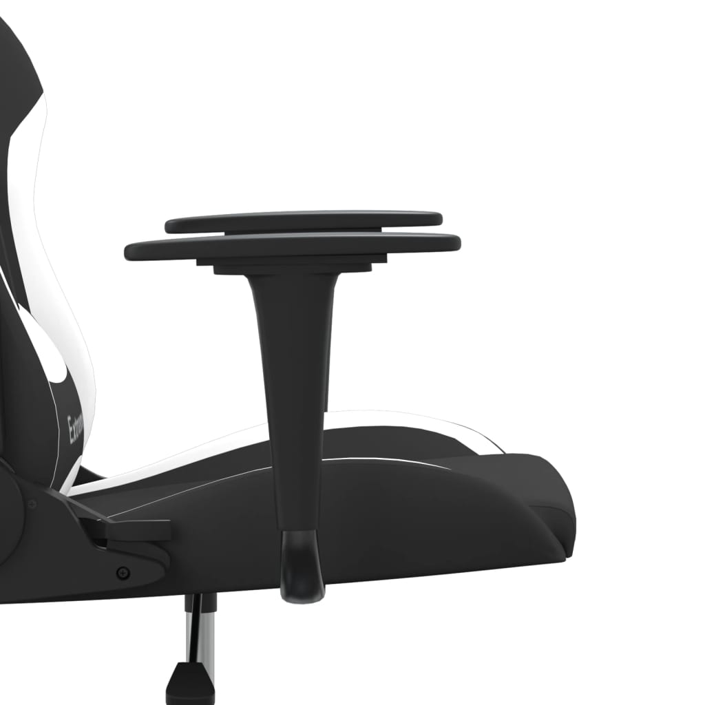 Gaming-Stuhl mit Massagefunktion Schwarz und Weiß Stoff