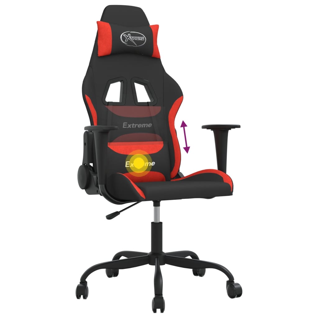 Gaming-Stuhl mit Massagefunktion Schwarz und Rot Stoff