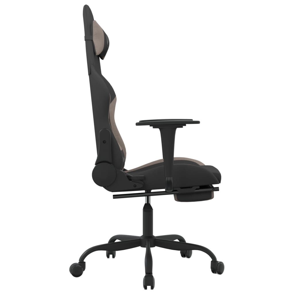 Gaming-Stuhl mit Massage & Fußstütze Schwarz und Taupe Stoff