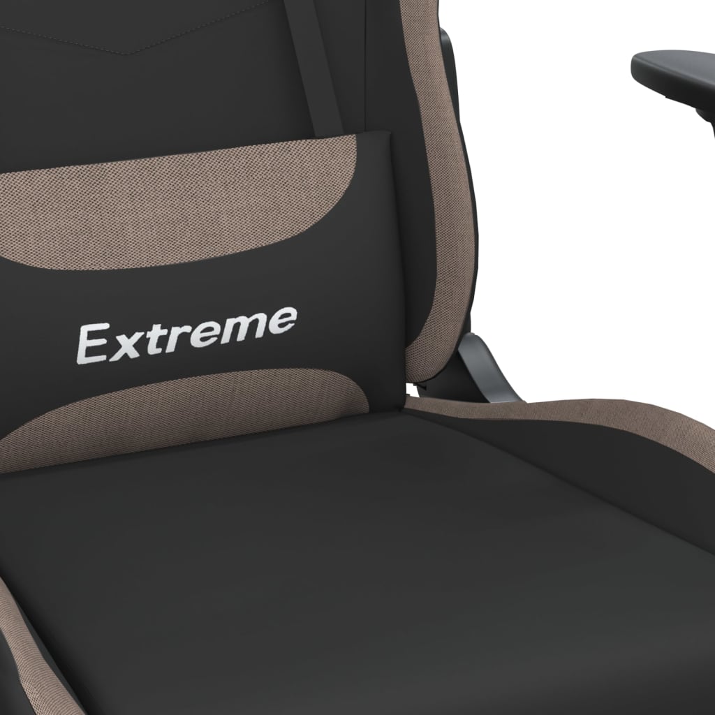 Gaming-Stuhl mit Massage & Fußstütze Schwarz und Taupe Stoff