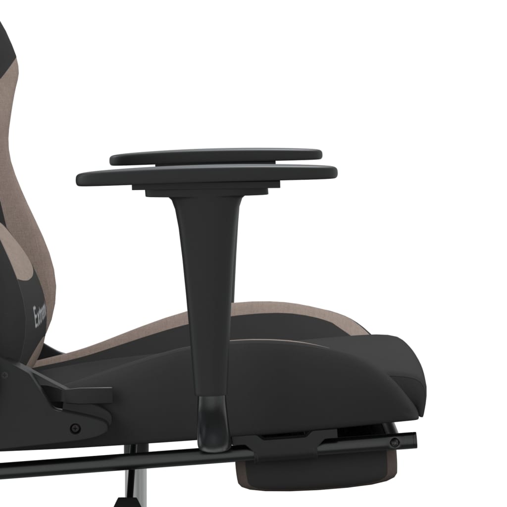 Gaming-Stuhl mit Massage & Fußstütze Schwarz und Taupe Stoff