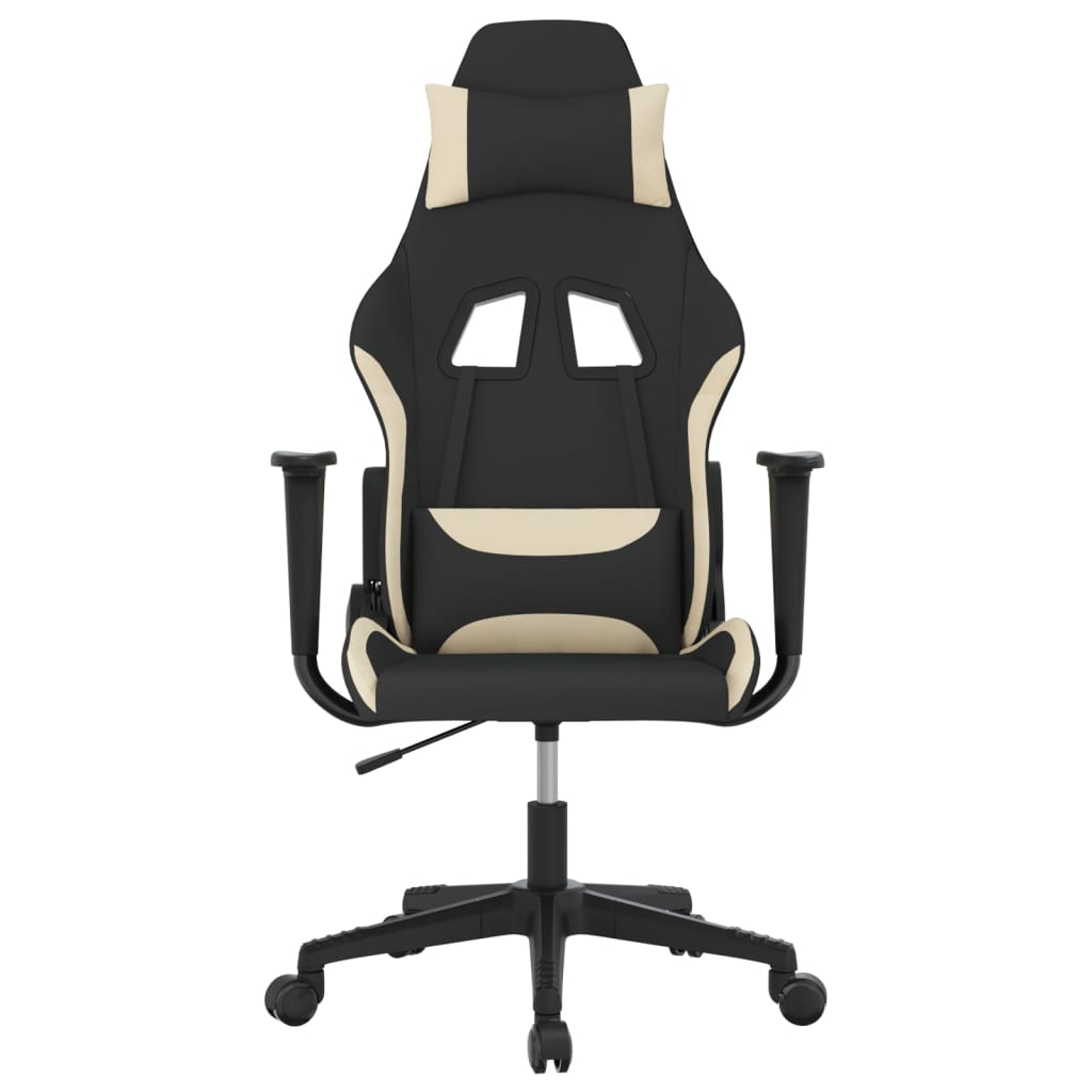 Gaming-Stuhl mit Massagefunktion Schwarz und Creme Stoff