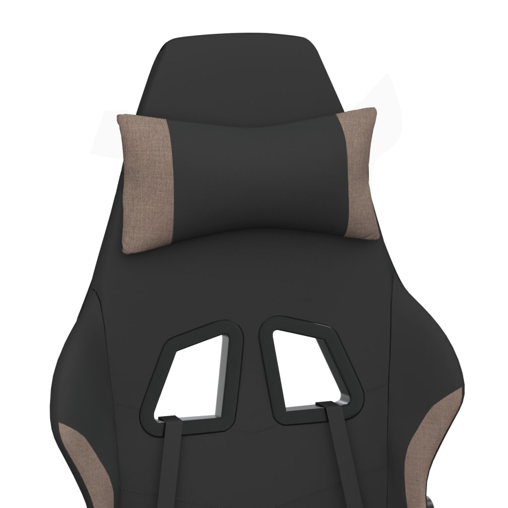 Gaming-Stuhl mit Massagefunktion Schwarz und Taupe Stoff