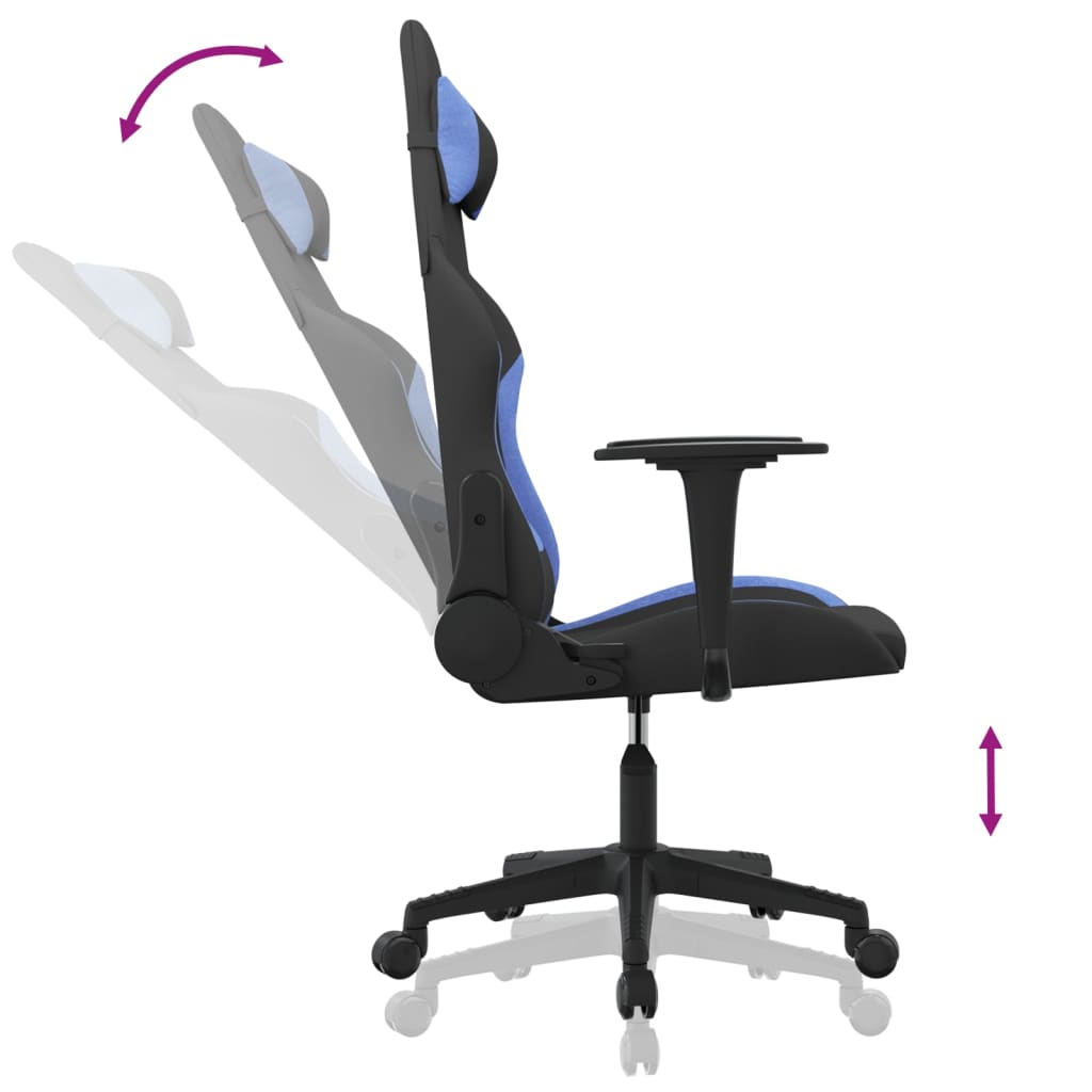 Gaming-Stuhl mit Massagefunktion Schwarz und Blau Stoff