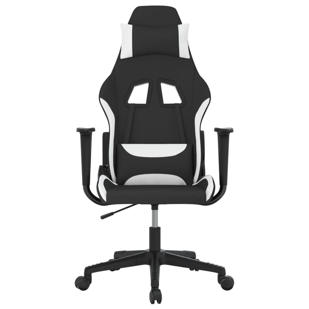 Gaming-Stuhl mit Massagefunktion Schwarz und Weiß Stoff