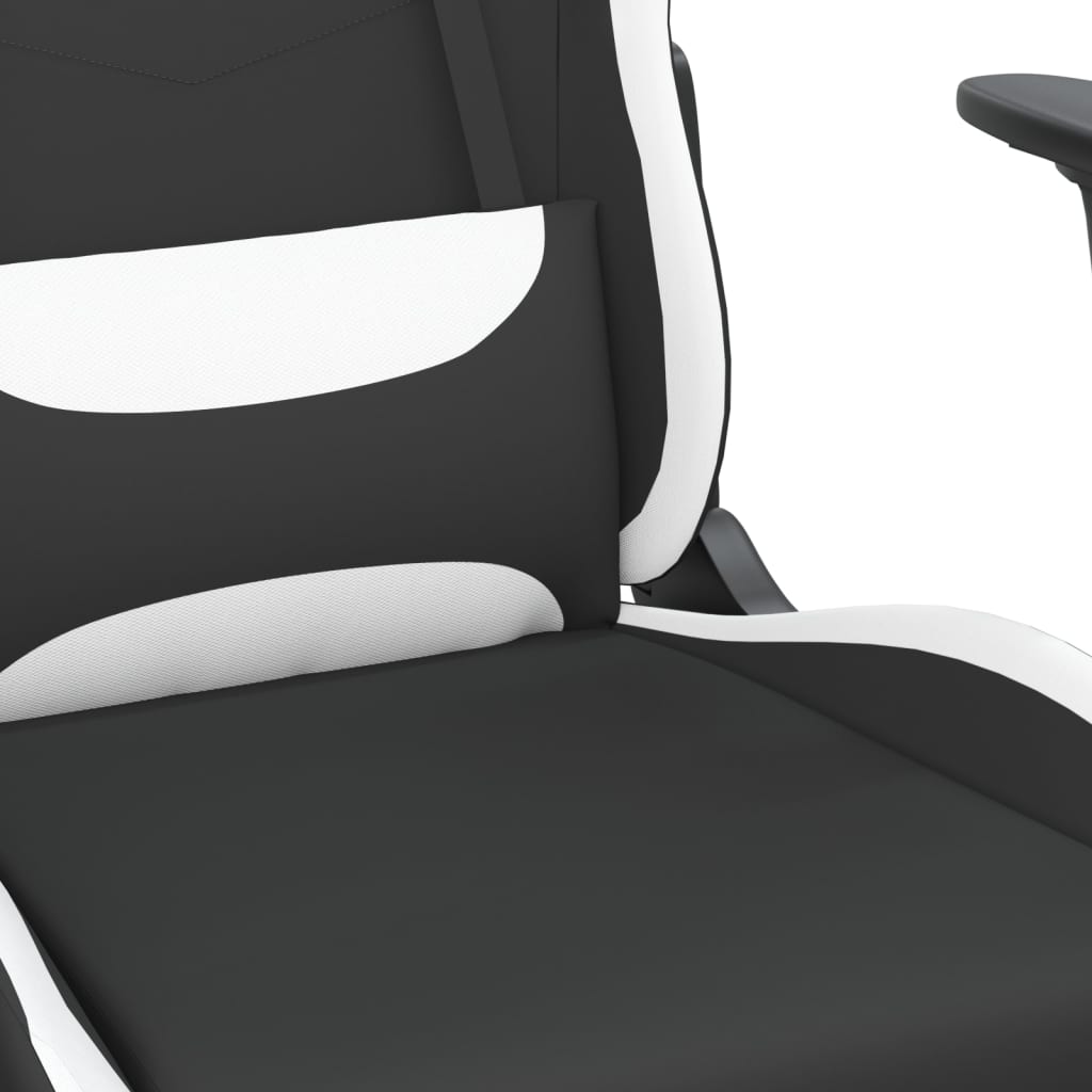 Gaming-Stuhl mit Massagefunktion Schwarz und Weiß Stoff