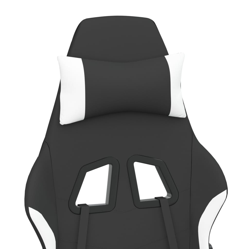 Gaming-Stuhl mit Massagefunktion Schwarz und Weiß Stoff
