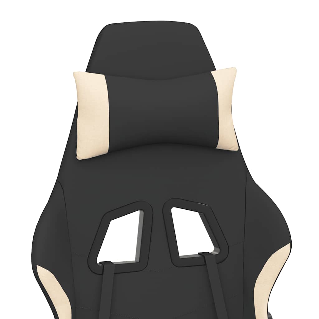 Gaming-Stuhl mit Massage & Fußstütze Schwarz und Creme Stoff