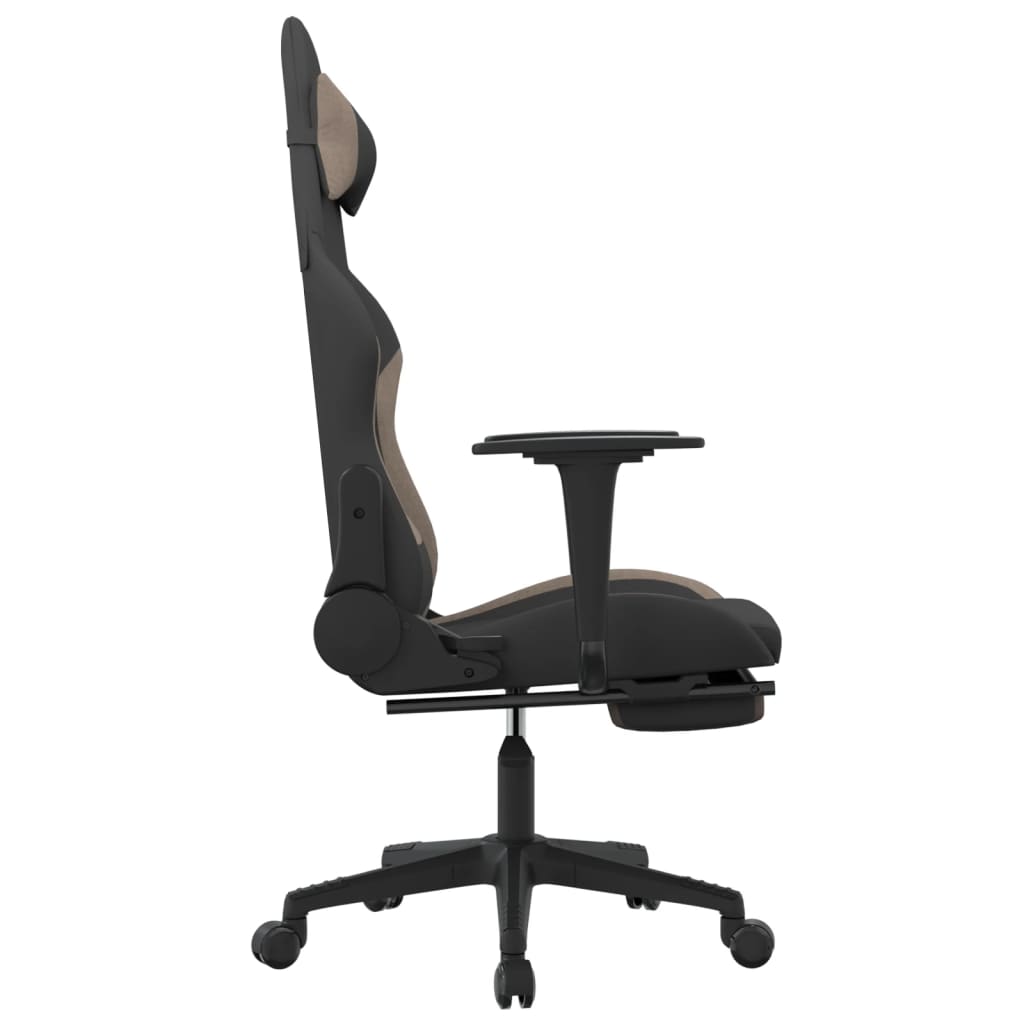 Gaming-Stuhl mit Massage & Fußstütze Schwarz und Taupe Stoff