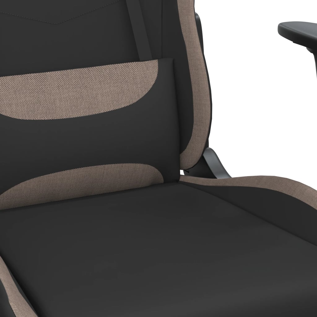 Gaming-Stuhl mit Massage & Fußstütze Schwarz und Taupe Stoff