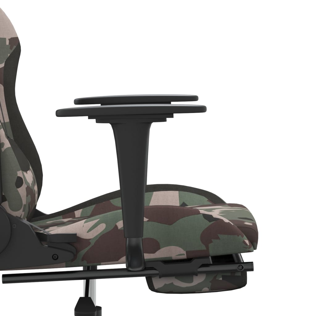 Gaming-Stuhl mit Massage & Fußstütze Schwarz Camouflage Stoff