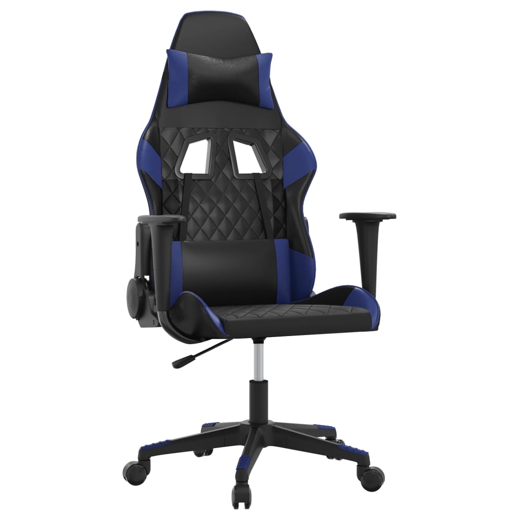 Gaming-Stuhl mit Massagefunktion Schwarz und Blau Kunstleder