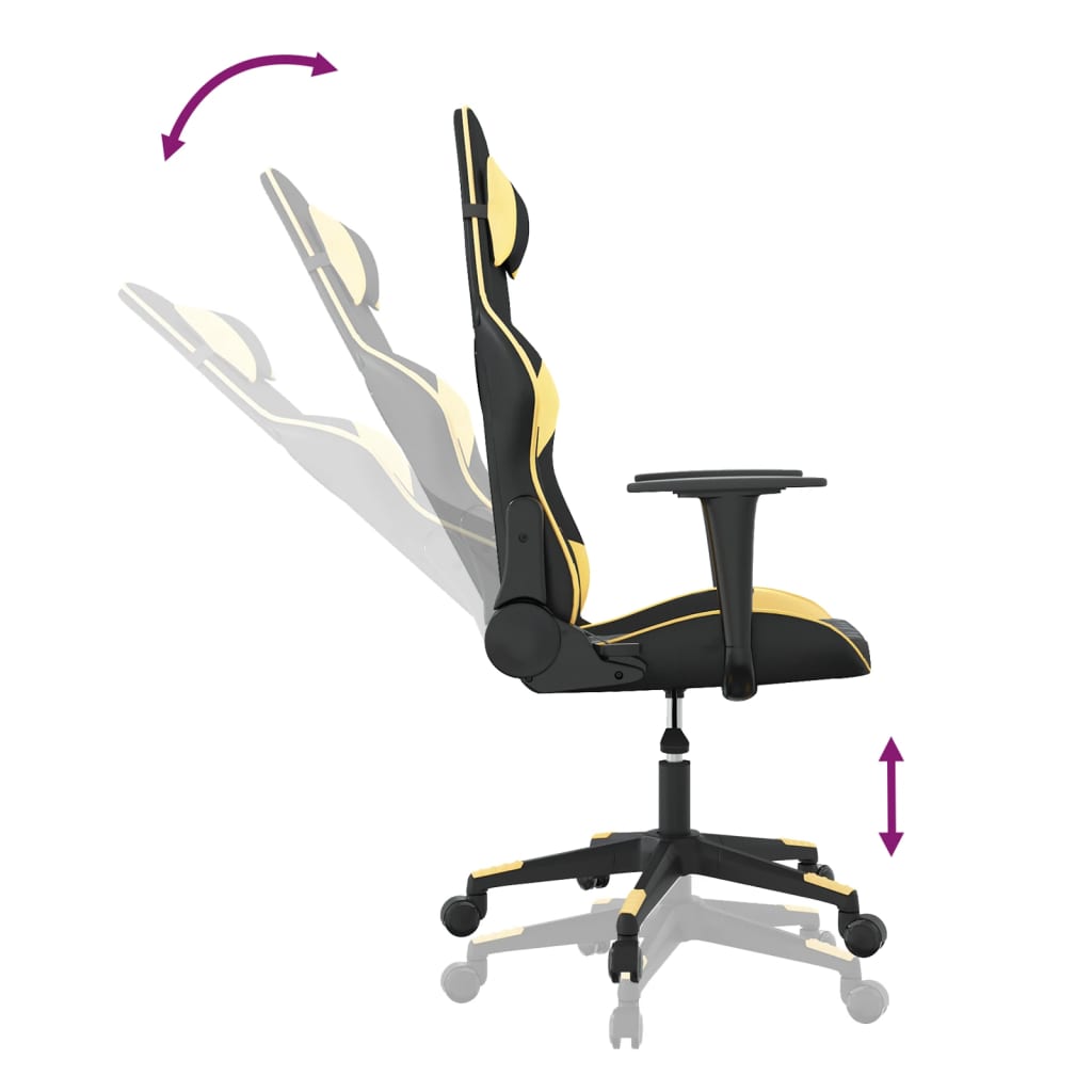 Gaming-Stuhl mit Massagefunktion Schwarz & Golden Kunstleder