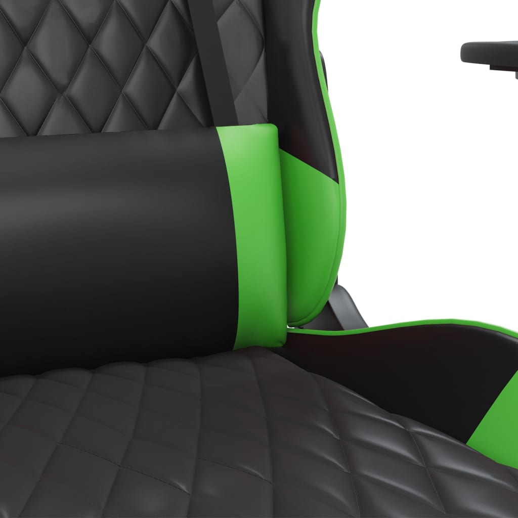 Gaming-Stuhl mit Massagefunktion Schwarz und Grün Kunstleder