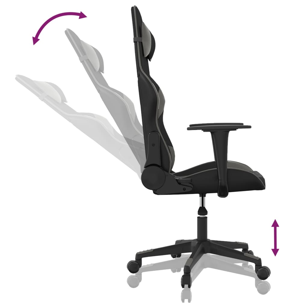 Gaming-Stuhl mit Massagefunktion Schwarz und Grau Kunstleder