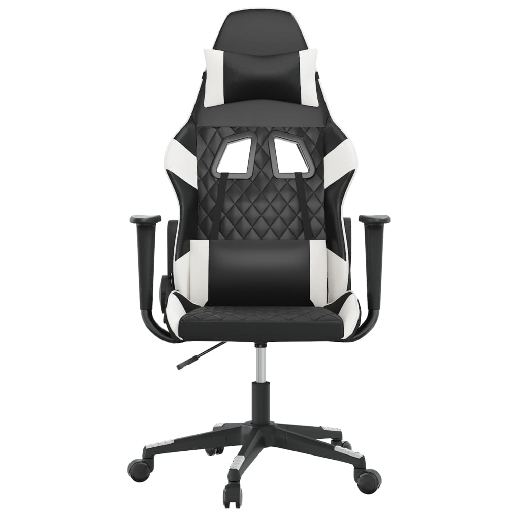 Gaming-Stuhl mit Massagefunktion Schwarz und Weiß Kunstleder