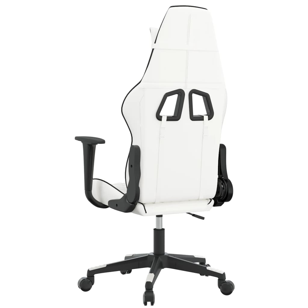 Gaming-Stuhl mit Massagefunktion Weiß und Schwarz Kunstleder
