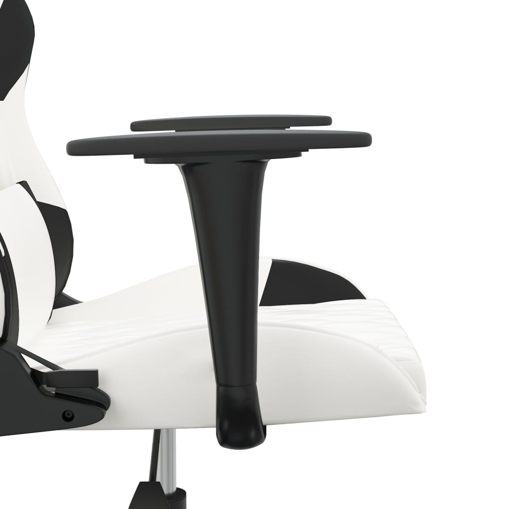 Gaming-Stuhl mit Massagefunktion Weiß und Schwarz Kunstleder