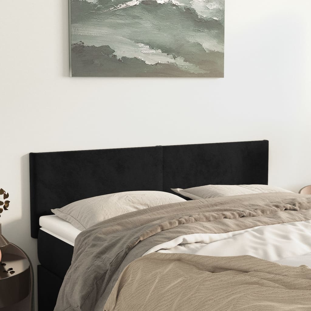 Kopfteile Schwarz 144x5x78/88 cm Samt