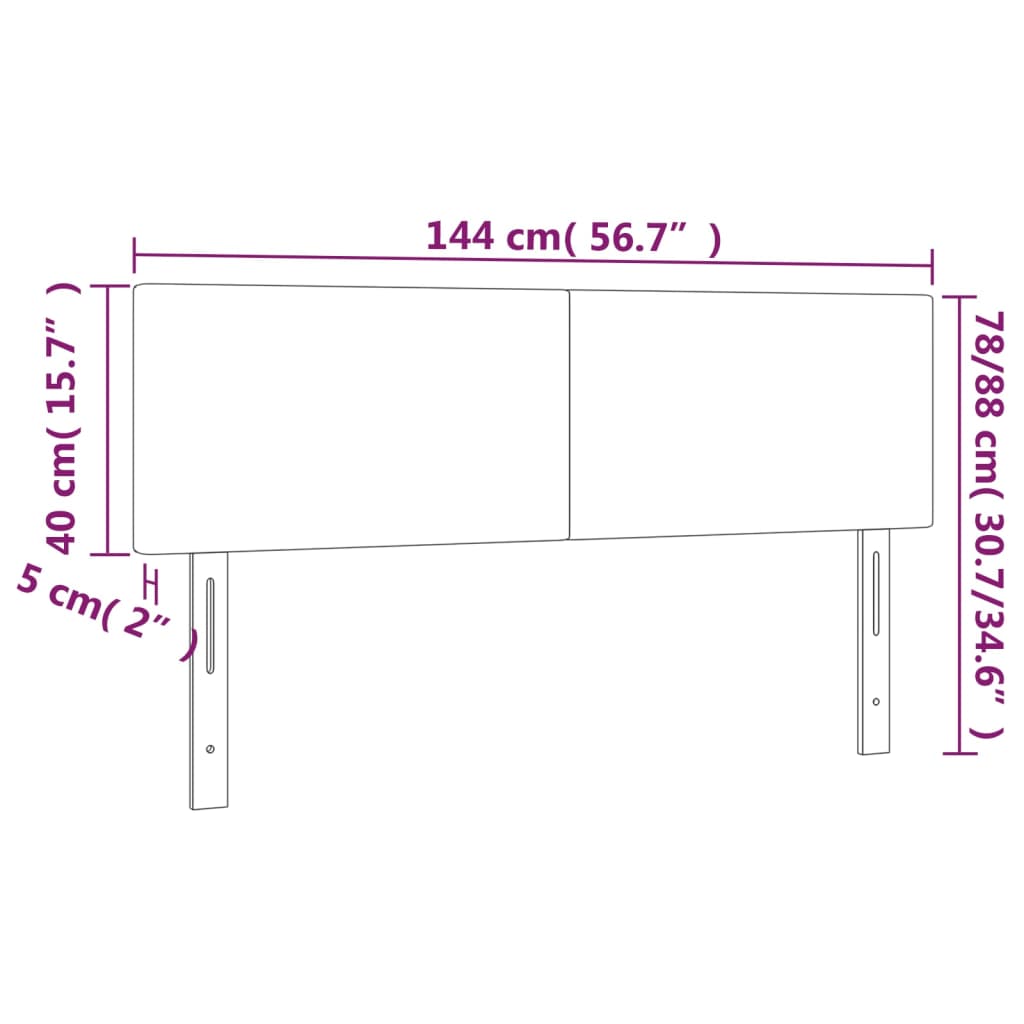 Kopfteile Rosa 144x5x78/88 cm Samt