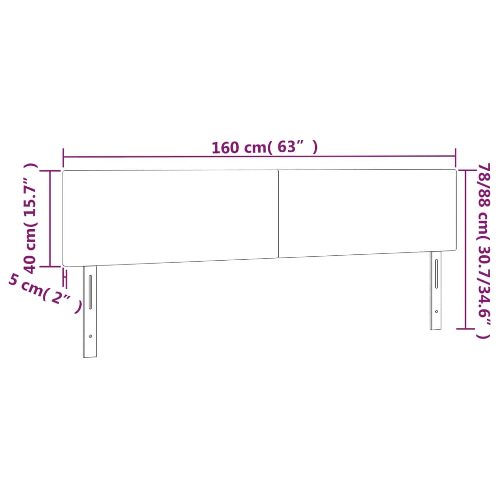 Kopfteile Grau 160x5x78/88 cm Kunstleder