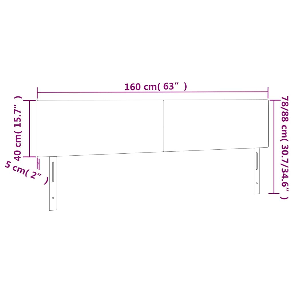 Kopfteile Dunkelgrün 160x5x78/88 cm Samt