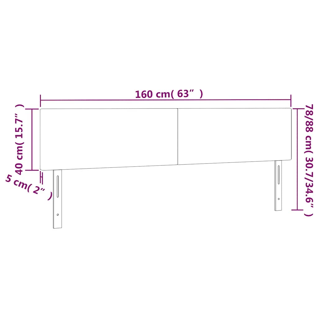 Kopfteile Dunkelblau 160x5x78/88 cm Samt