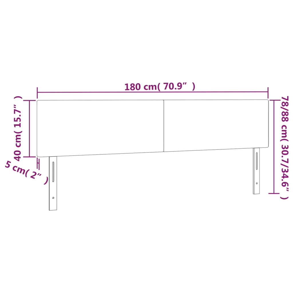 Kopfteile Schwarz 180x5x78/88 cm Stoff