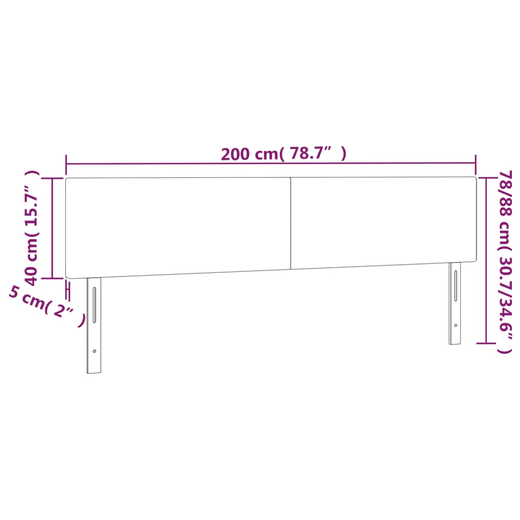 Kopfteile Creme 200x5x78/88 cm Stoff