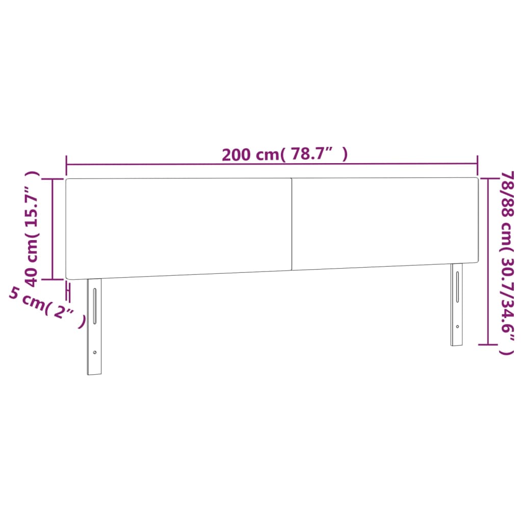 Kopfteile Schwarz 200x5x78/88 cm Kunstleder