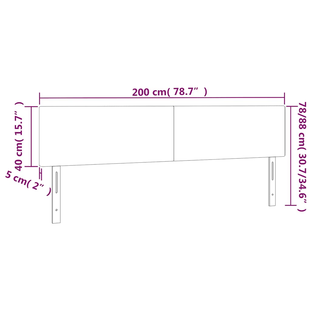 Kopfteile Dunkelblau 200x5x78/88 cm Samt