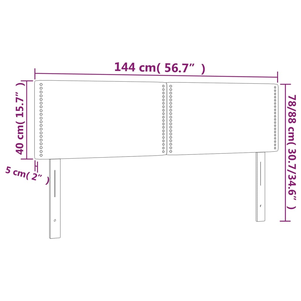 Kopfteile Schwarz 144x5x78/88 cm Stoff
