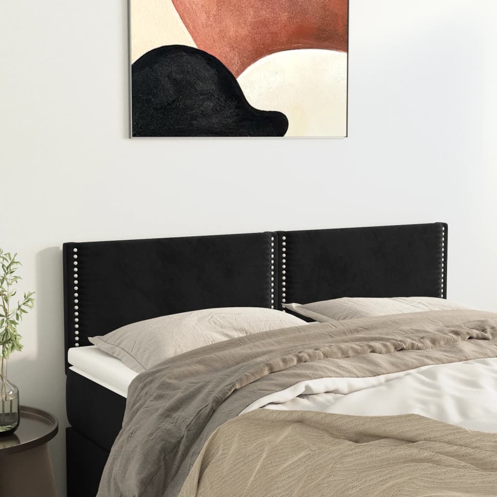 Kopfteile Schwarz 144x5x78/88 cm Samt