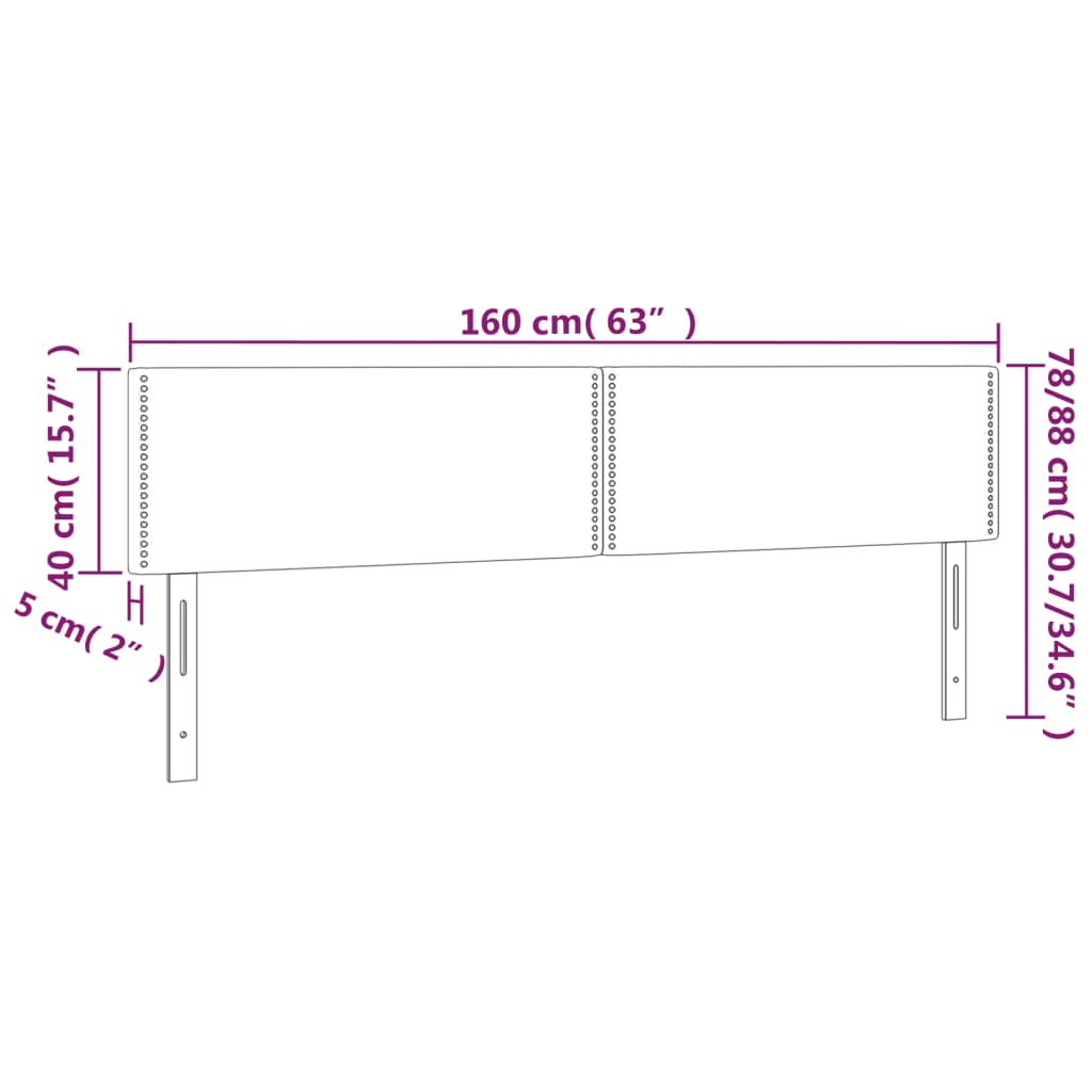 Kopfteile Blau 160x5x78/88 cm Stoff
