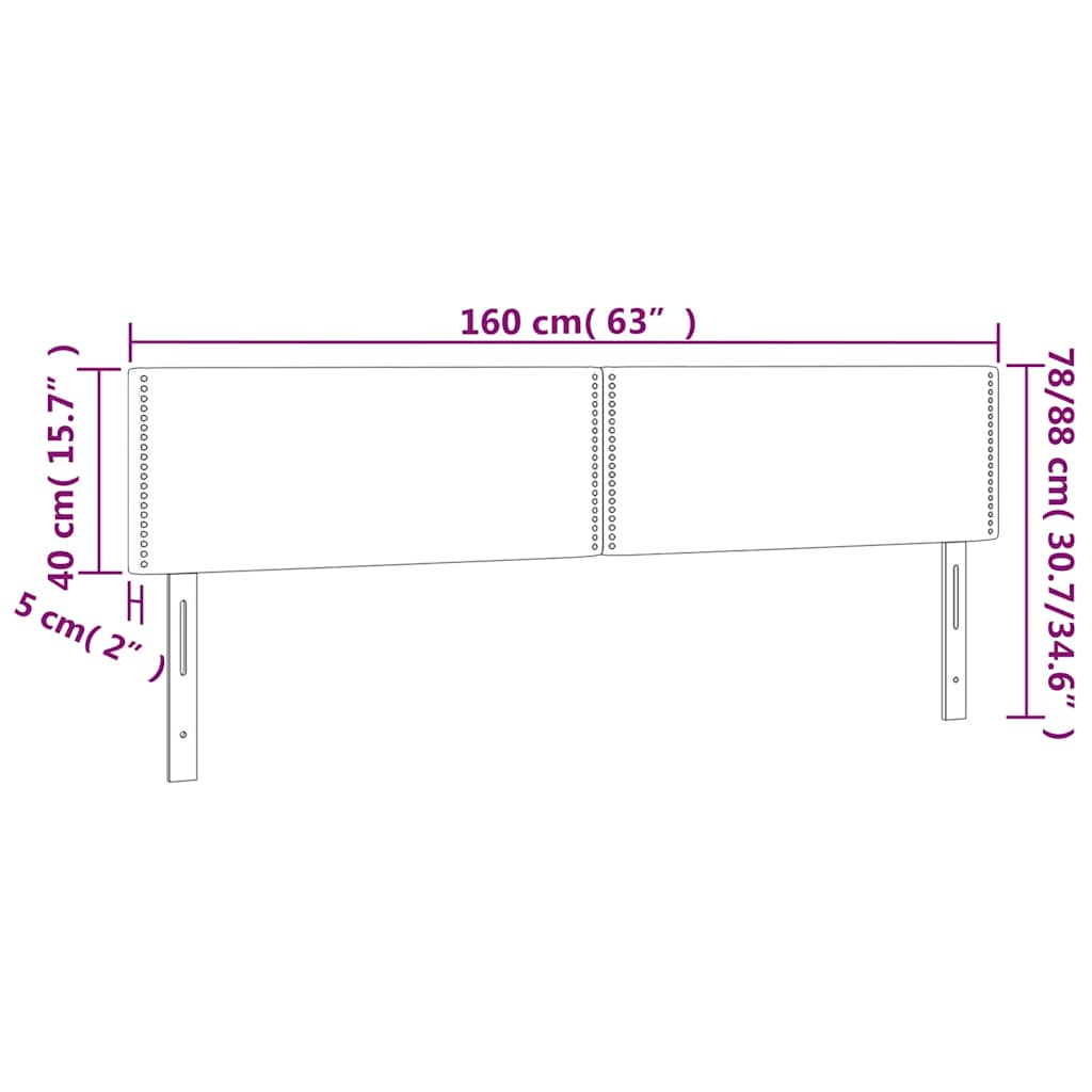 Kopfteile Dunkelblau 160x5x78/88 cm Samt