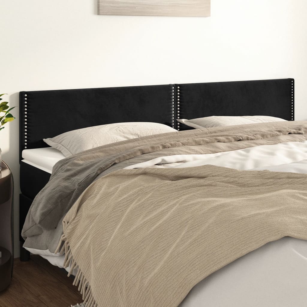 Kopfteile Schwarz 180x5x78/88 cm Samt