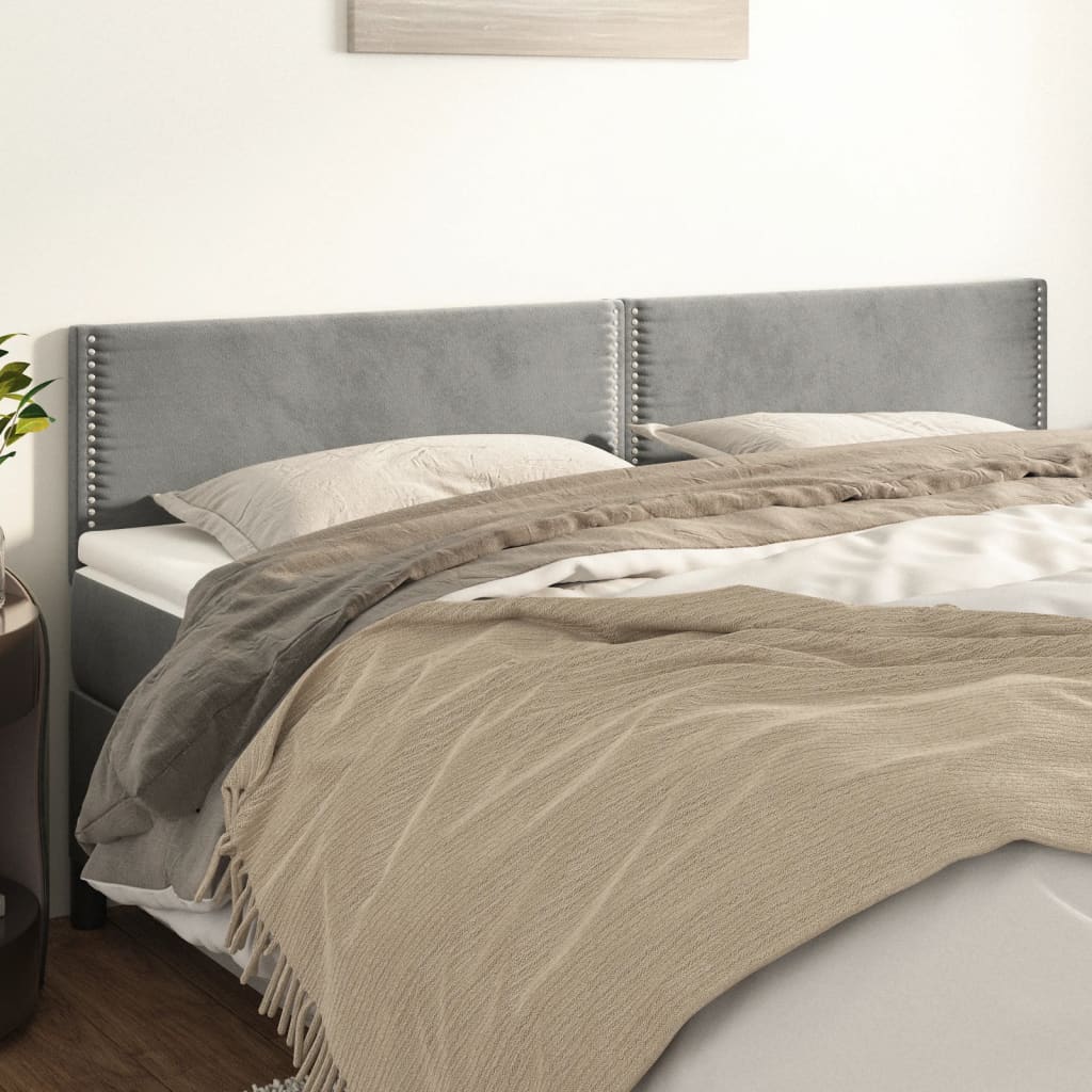 Kopfteile Hellgrau 200x5x78/88 cm Samt