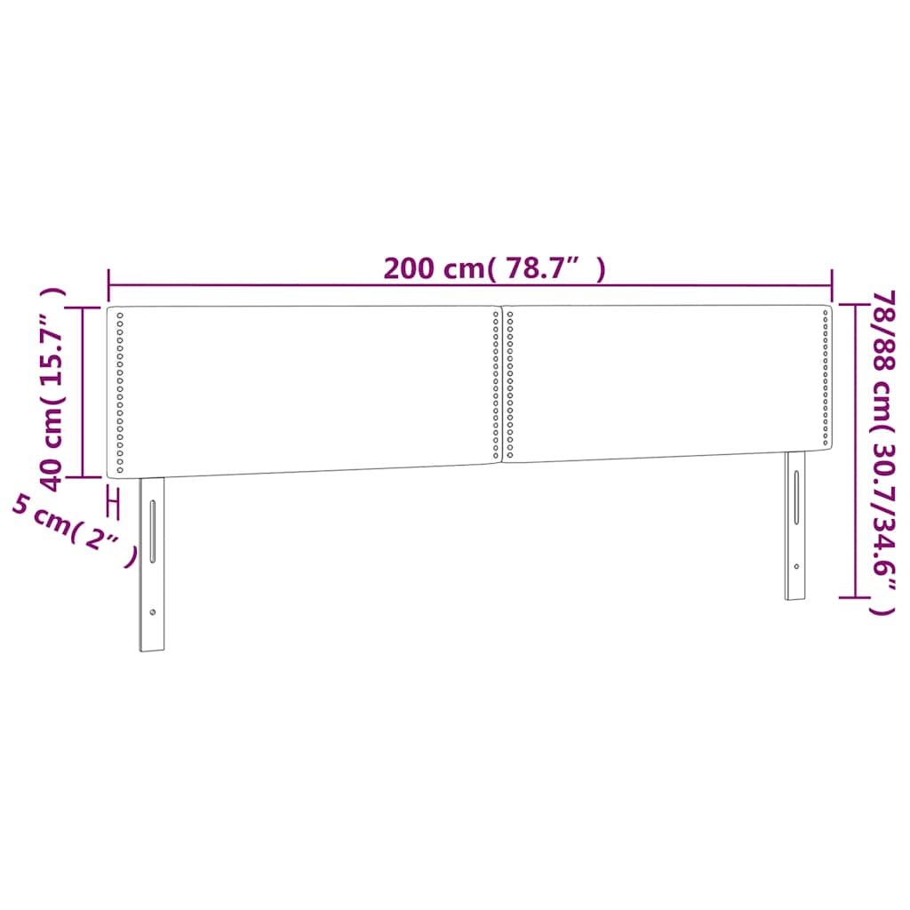 Kopfteile Dunkelblau 200x5x78/88 cm Samt