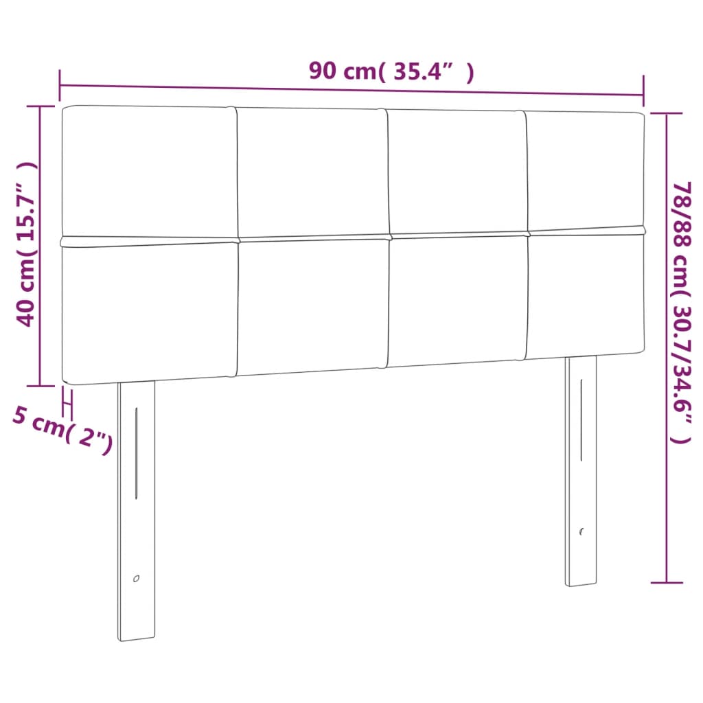 Kopfteil Hellgrau 90x5x78/88 cm Samt